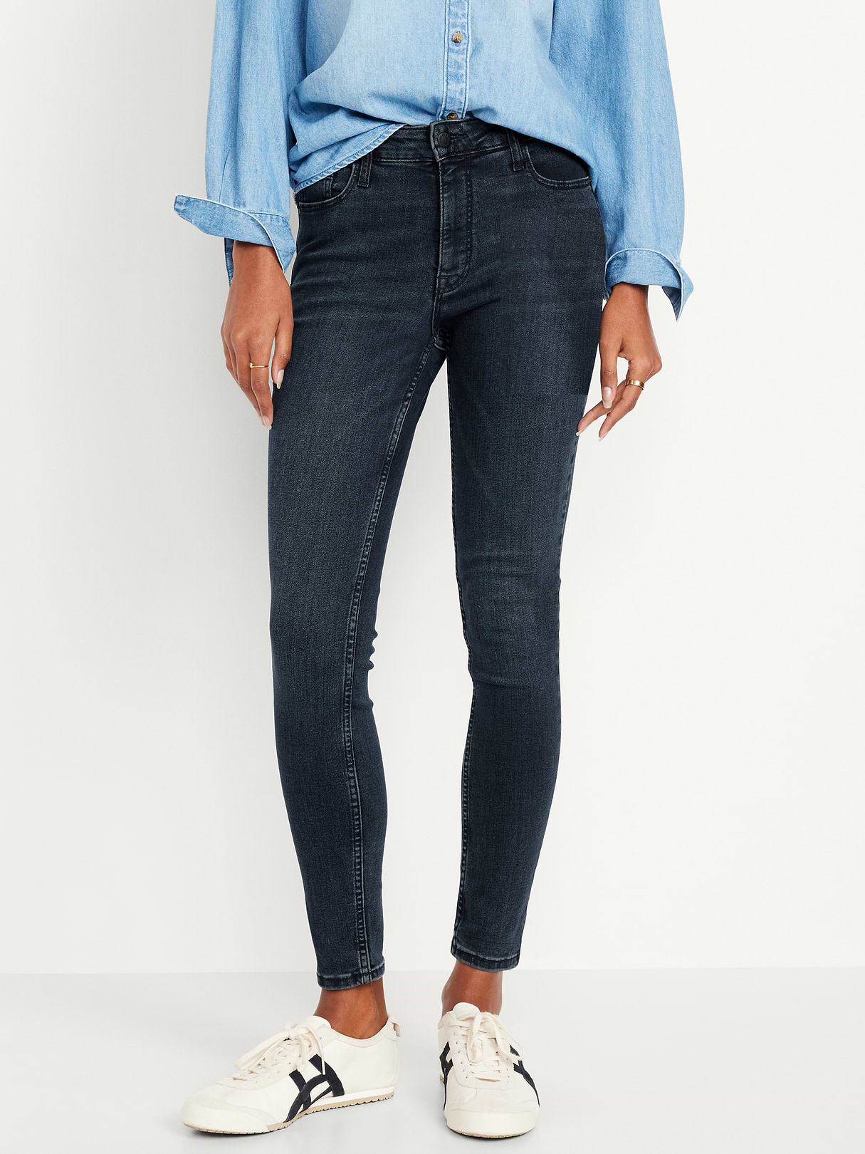 High-Waisted Rockstar Super-Skinny Jeans - Dark Rinse
