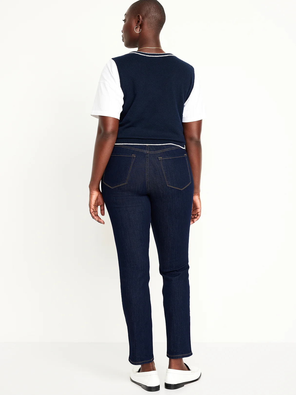 High-Waisted Wow Straight Ankle Jeans - Dark Wash