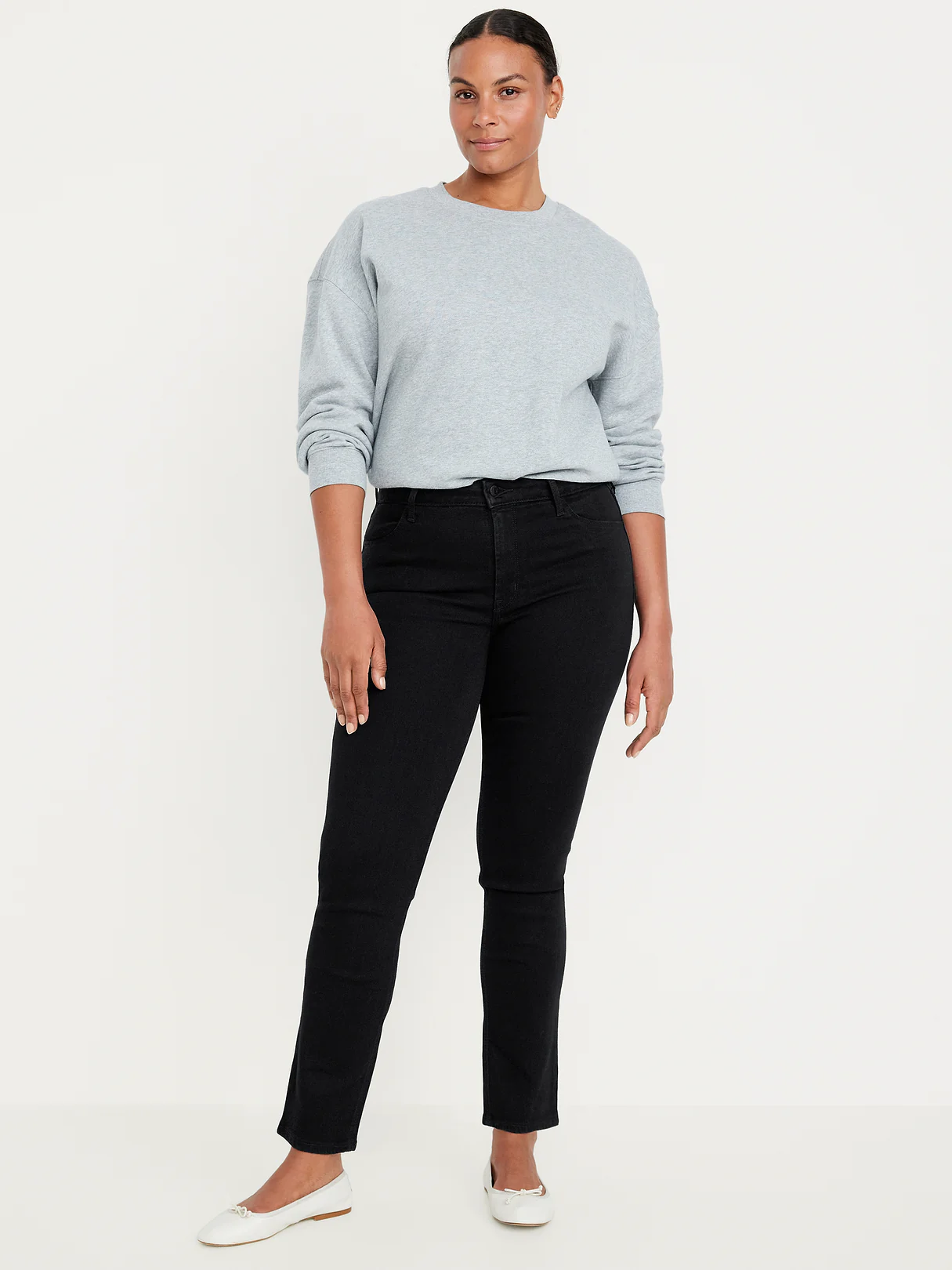 High-Waisted Wow Straight Ankle Jeans - Black Jack