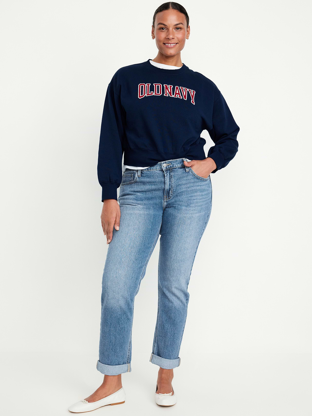 Mid-Rise Wow Boyfriend Straight Jeans - Medium Wash
