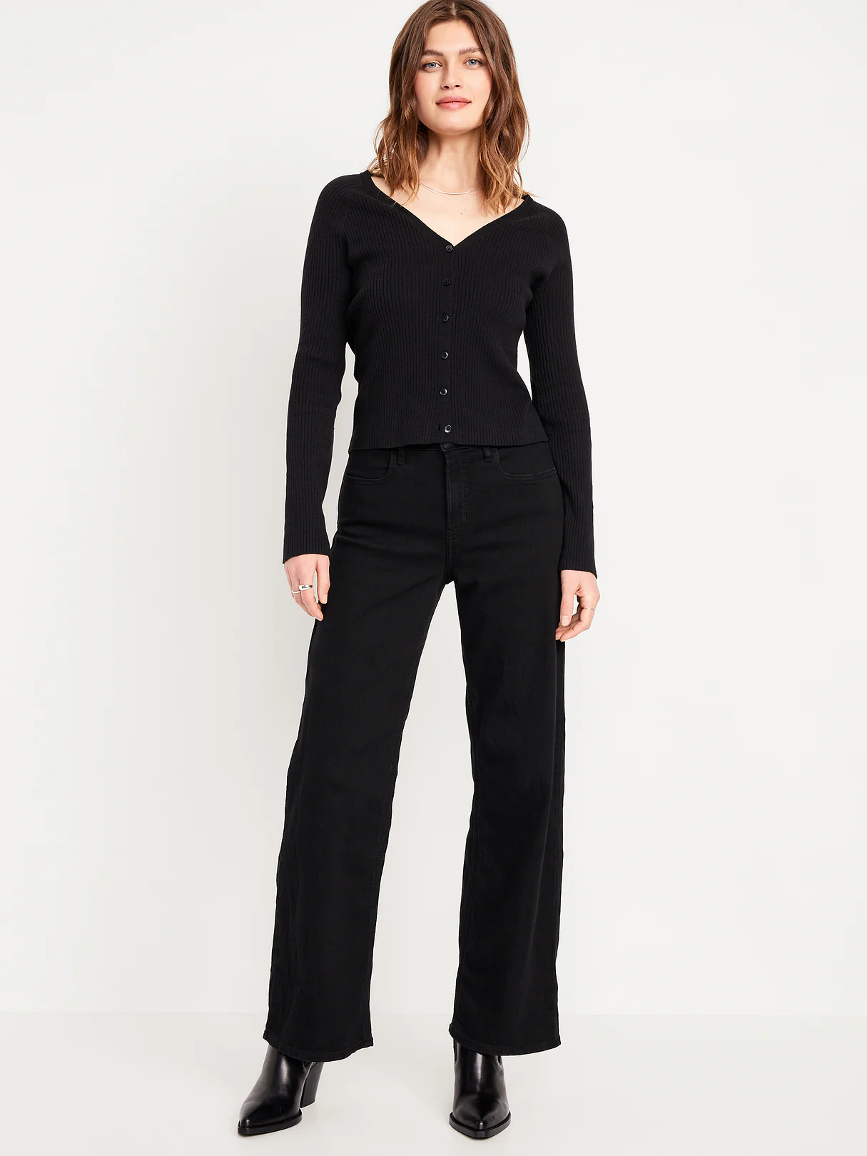 High-Waisted Wow Wide-Leg Jeans - Black Jack