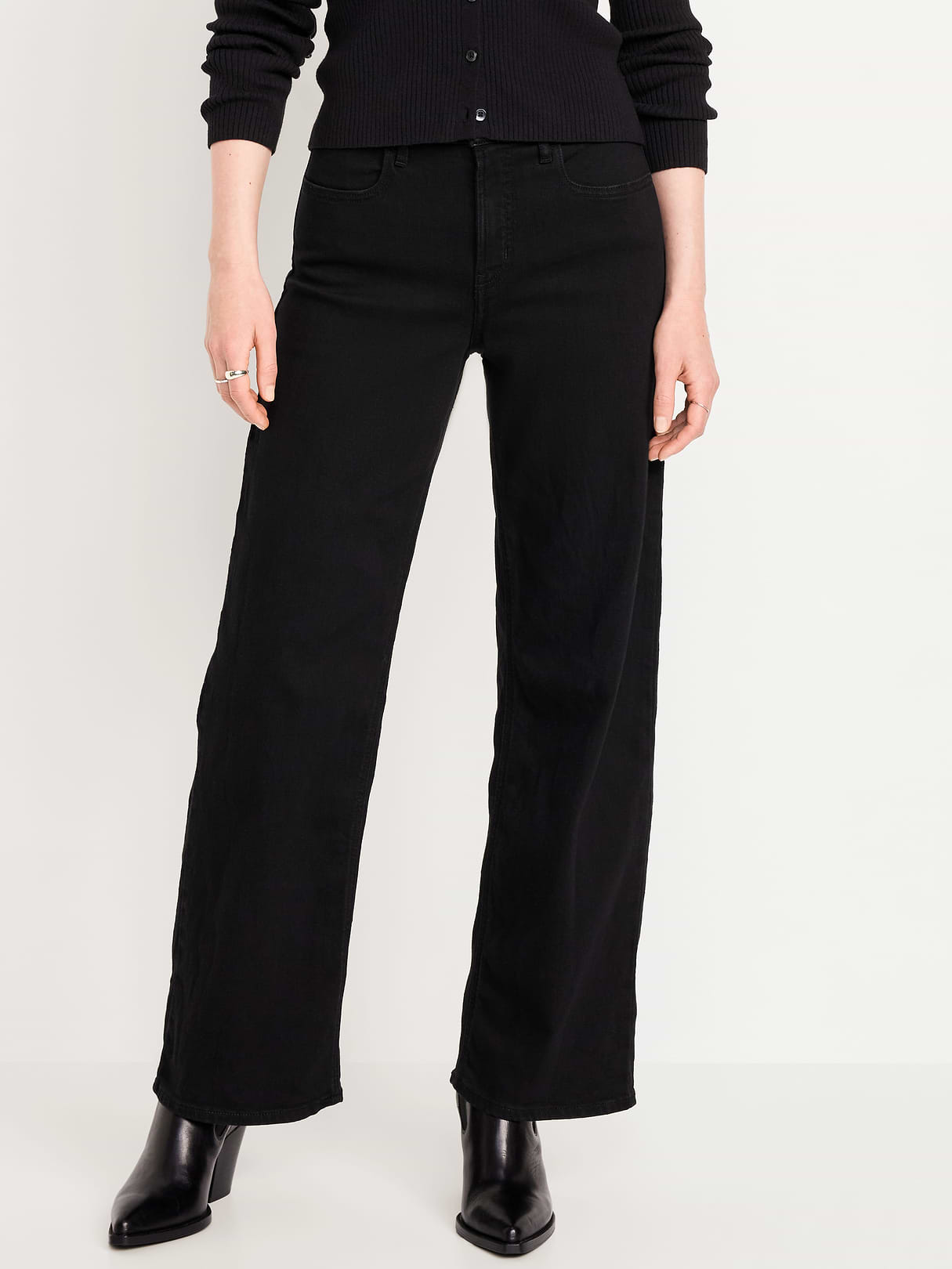 High-Waisted Wow Wide-Leg Jeans - Black Jack