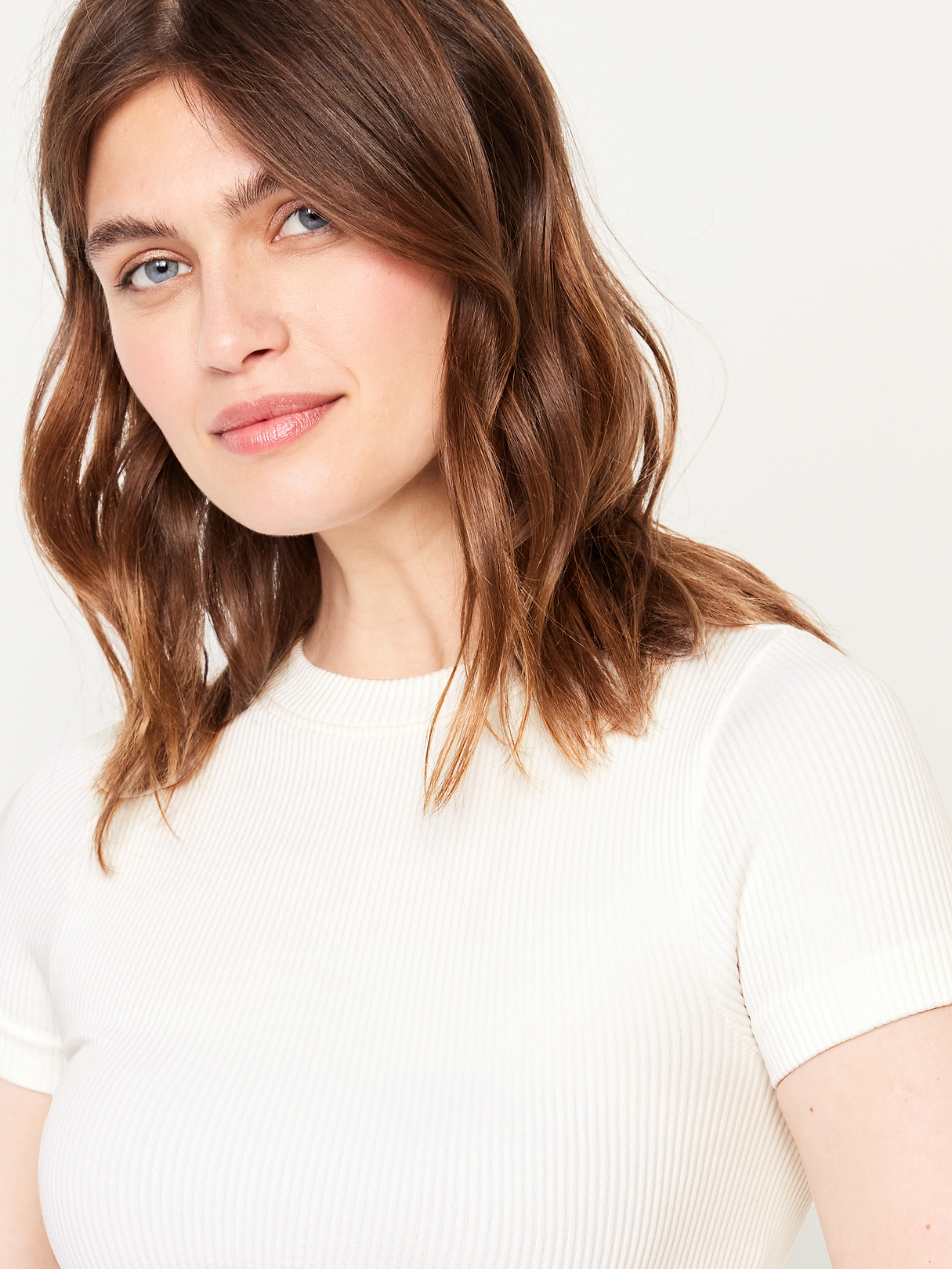 Exhale Seamless Fitted Rib T-Shirt - Magnolia