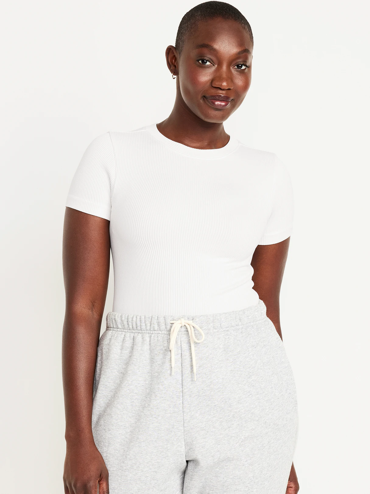 Exhale Seamless Fitted Rib T-Shirt - Magnolia