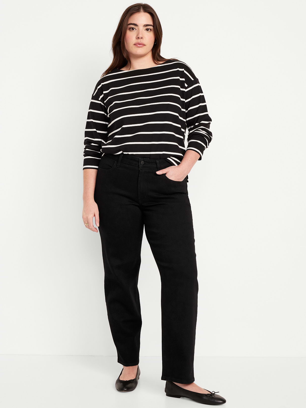 High-Waisted Wow Loose Jeans - Black Wash