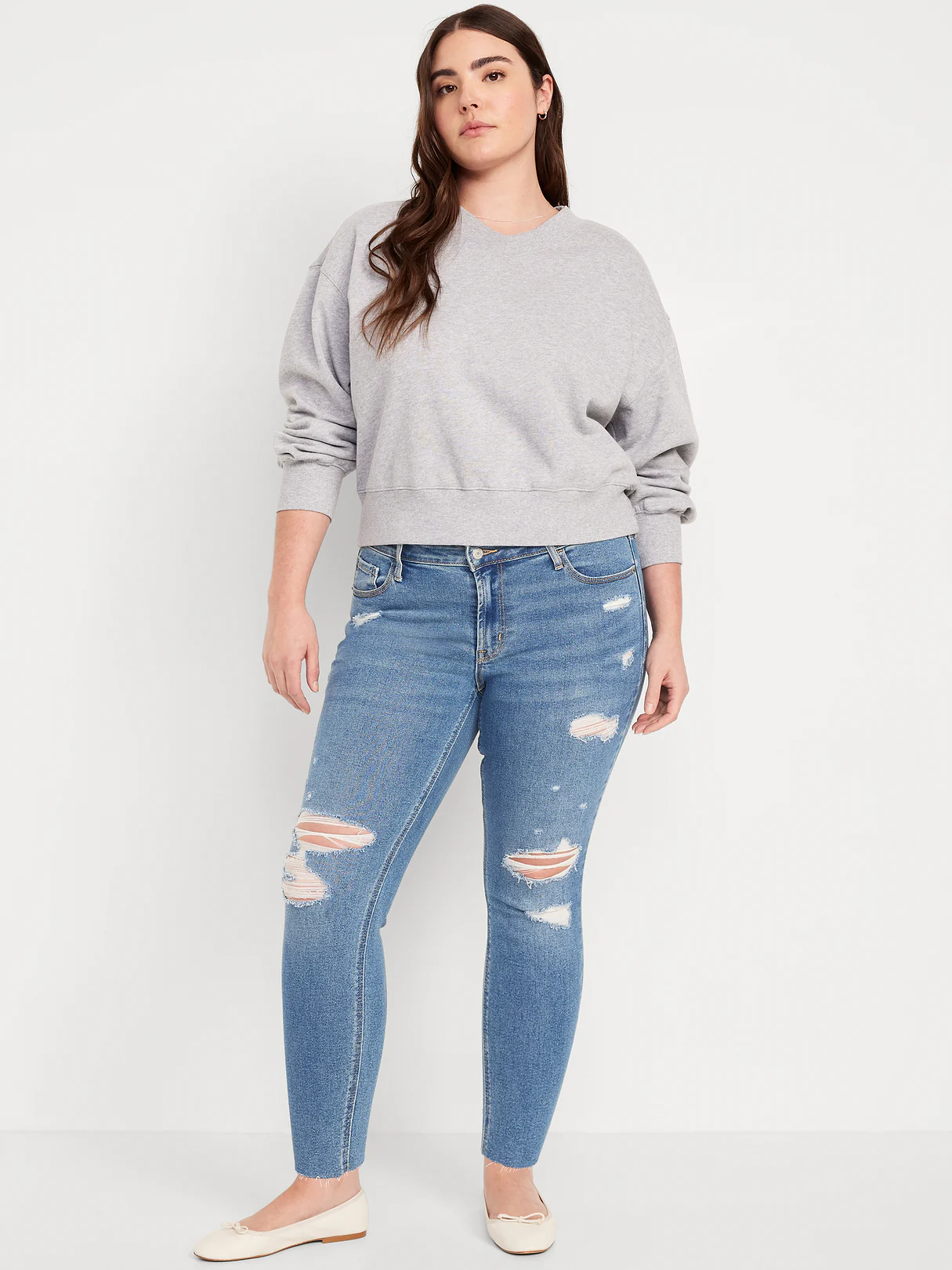 Mid-Rise Rockstar Super-Skinny Jeans - Ripped Medium Wash