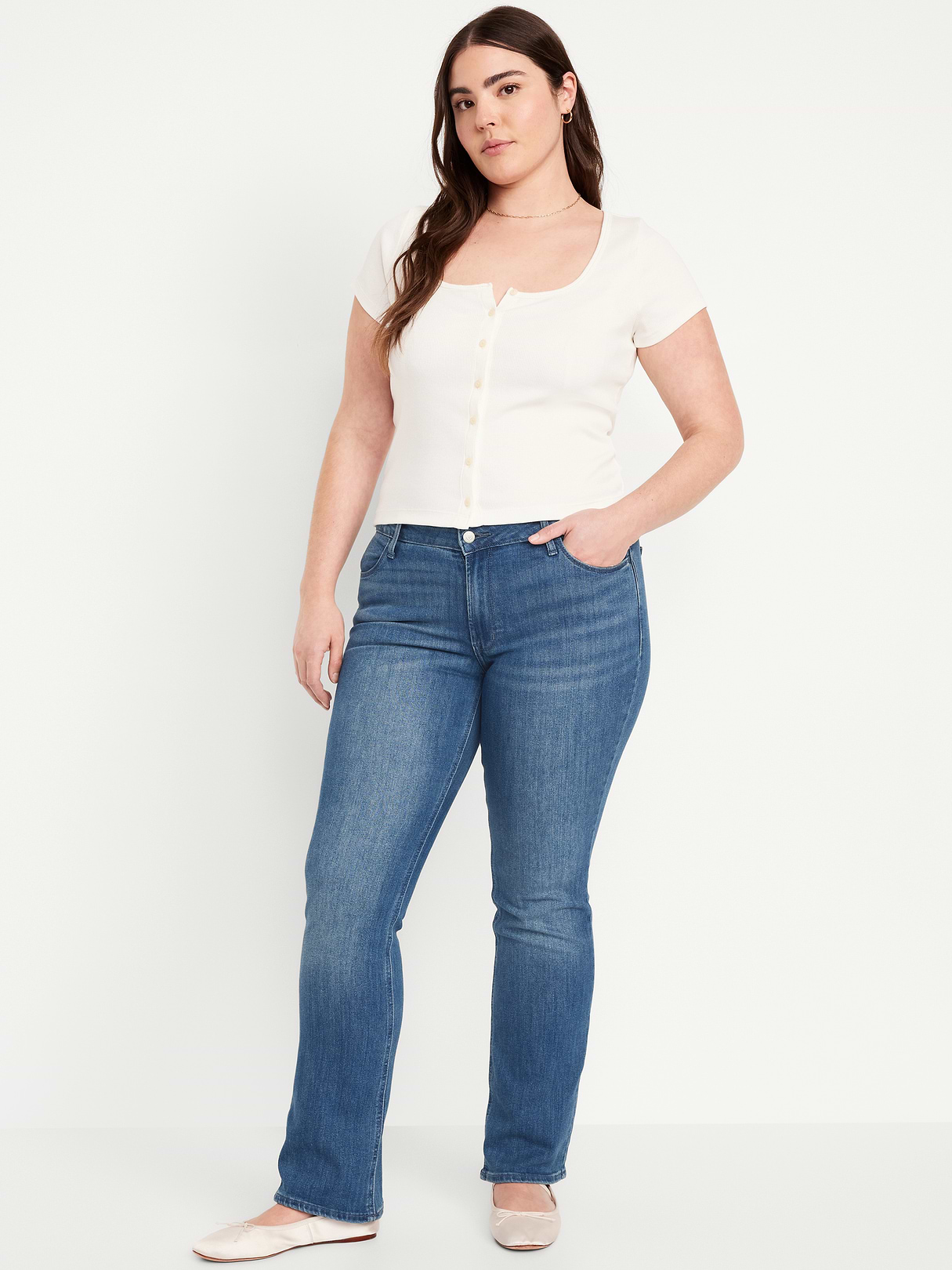 Mid-Rise Wow Boot-Cut Jeans - Medium Wash