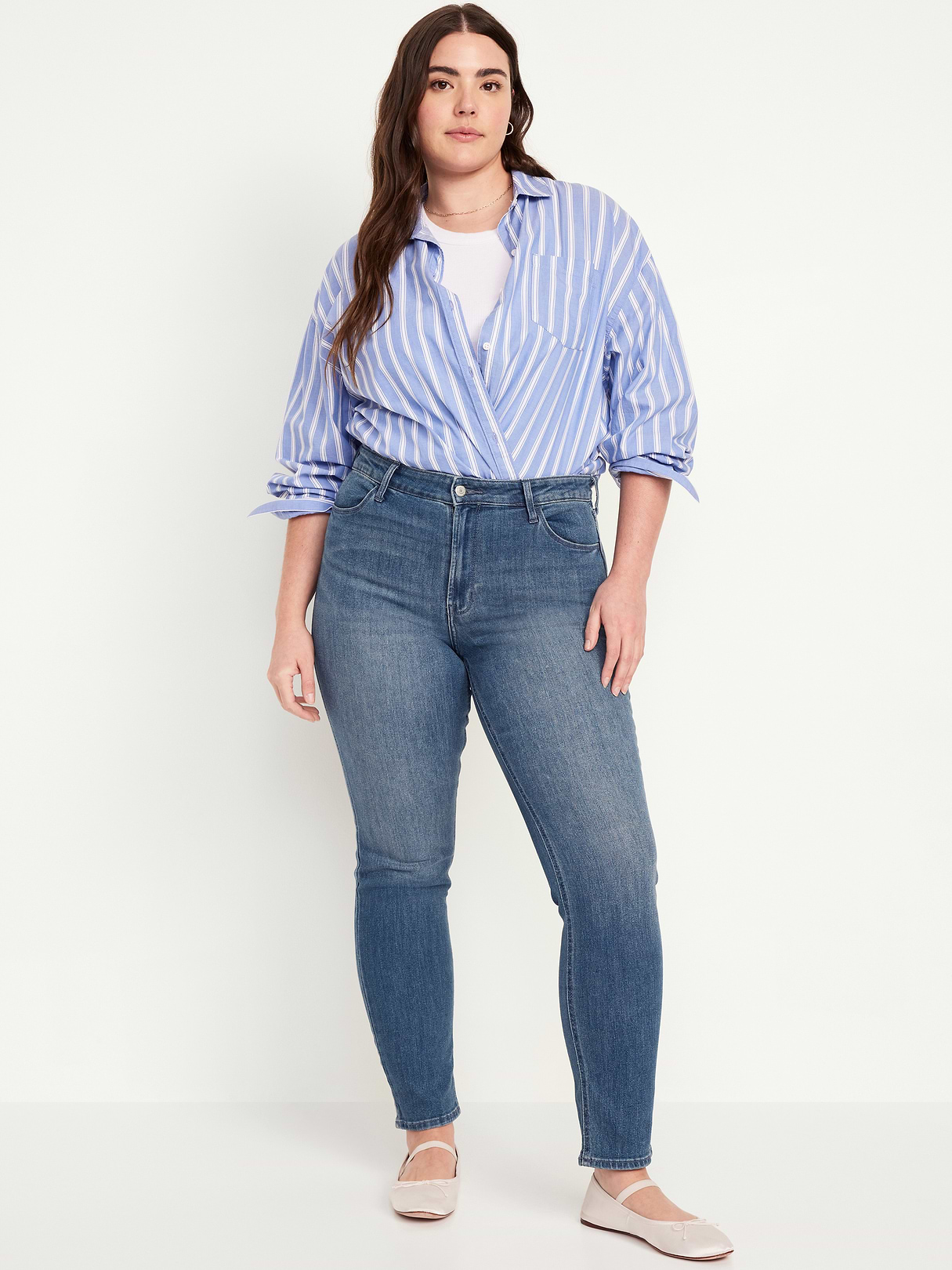 High-Waisted Wow Straight Ankle Jeans - Medium Wash