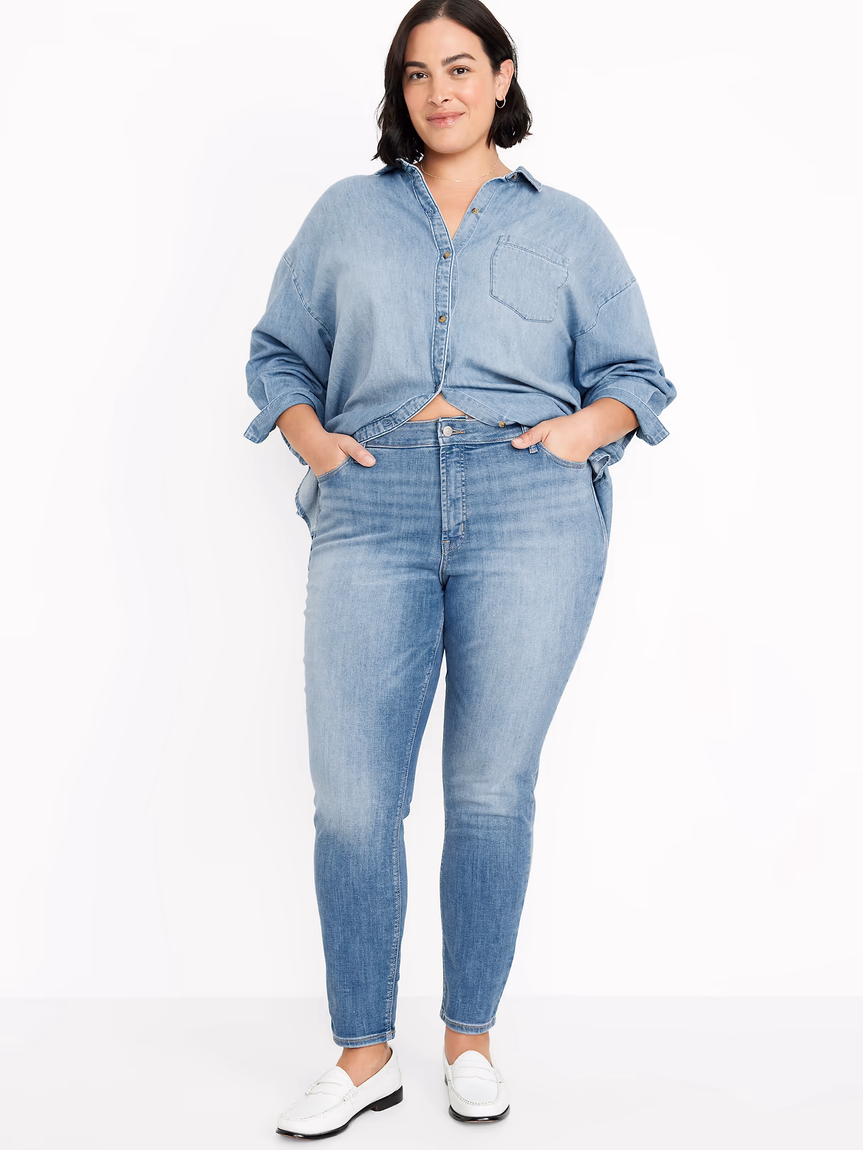 High-Waisted Rockstar Super-Skinny Jeans - Faded Medium Wash