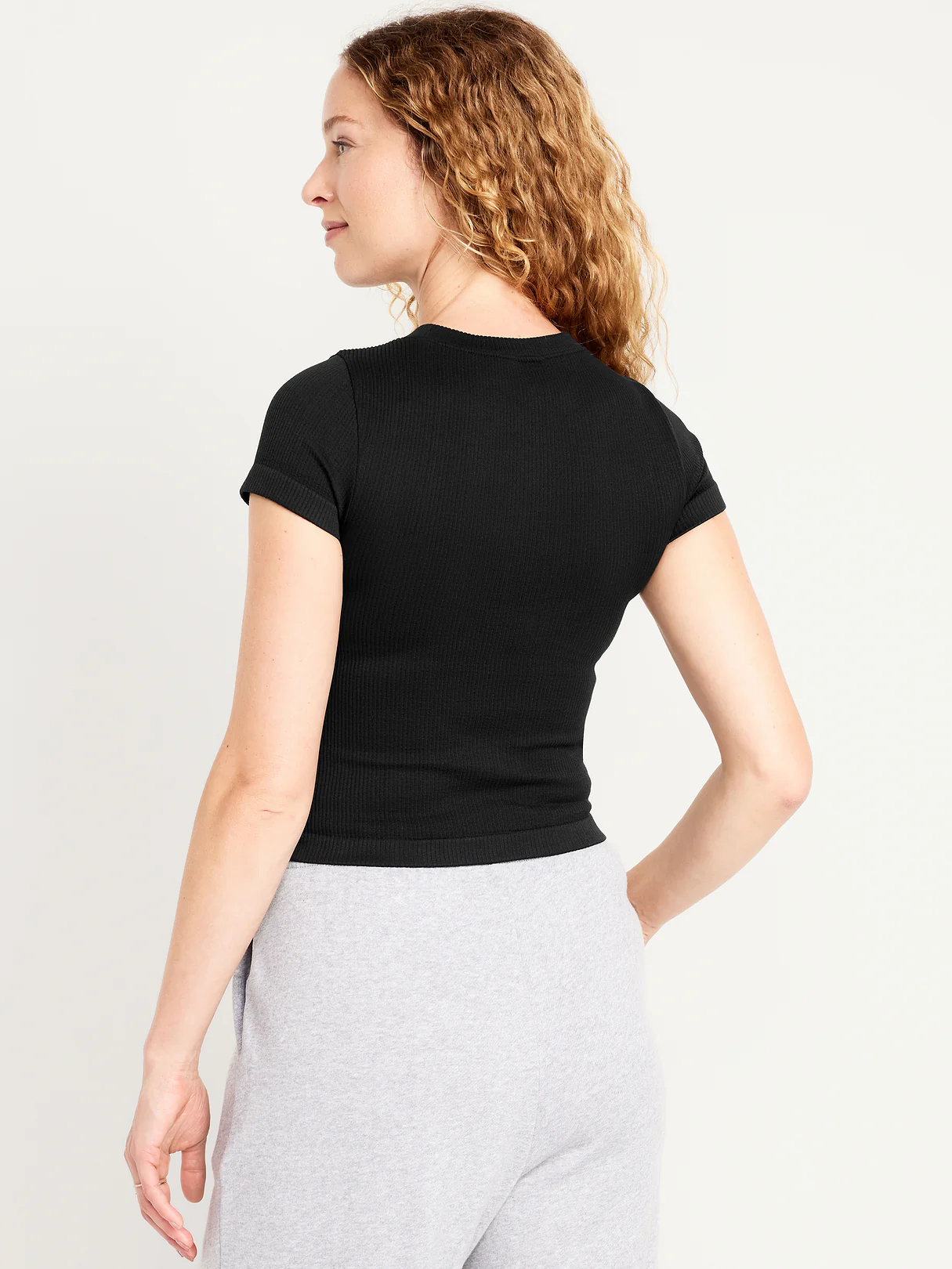 Exhale Seamless Fitted Rib T-Shirt - Black Jack