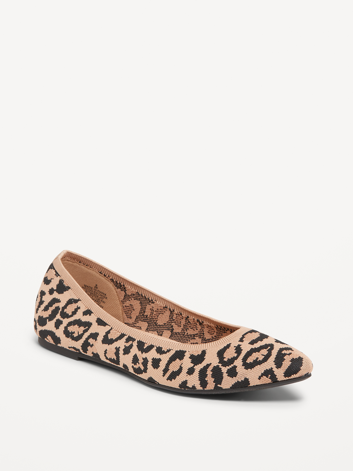 Soft-Knit Pointed-Toe Ballet Flats - Leopard