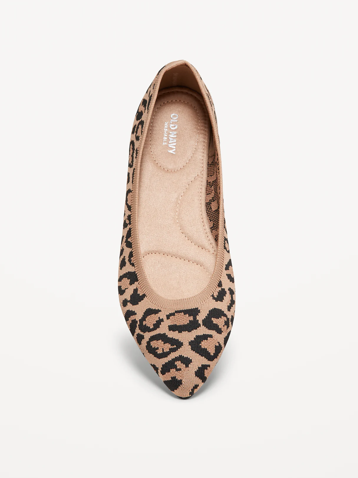 Soft-Knit Pointed-Toe Ballet Flats - Leopard