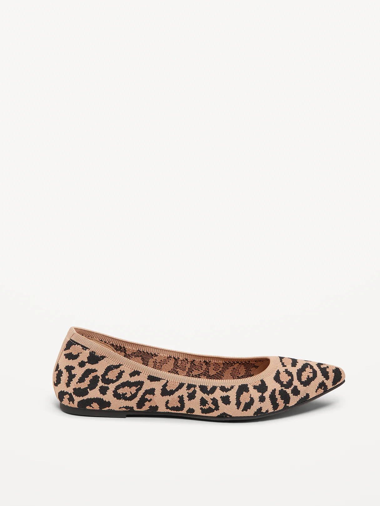 Soft-Knit Pointed-Toe Ballet Flats - Leopard