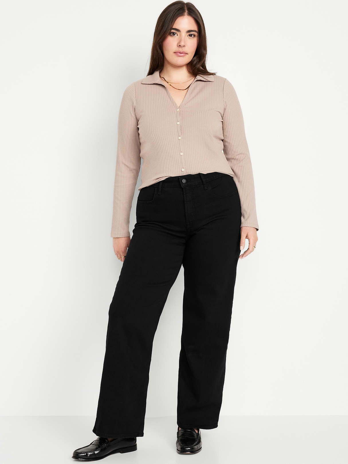 High-Waisted Wow Wide-Leg Jeans - Black Jack