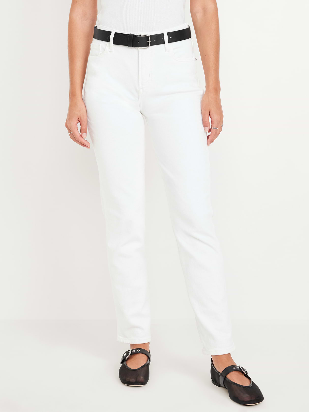 High-Waisted Vintage Slim Jeans - White Wash