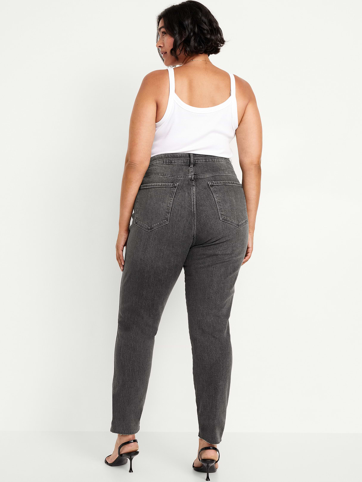 High-Waisted Vintage Slim Jeans - Faded Black Wash