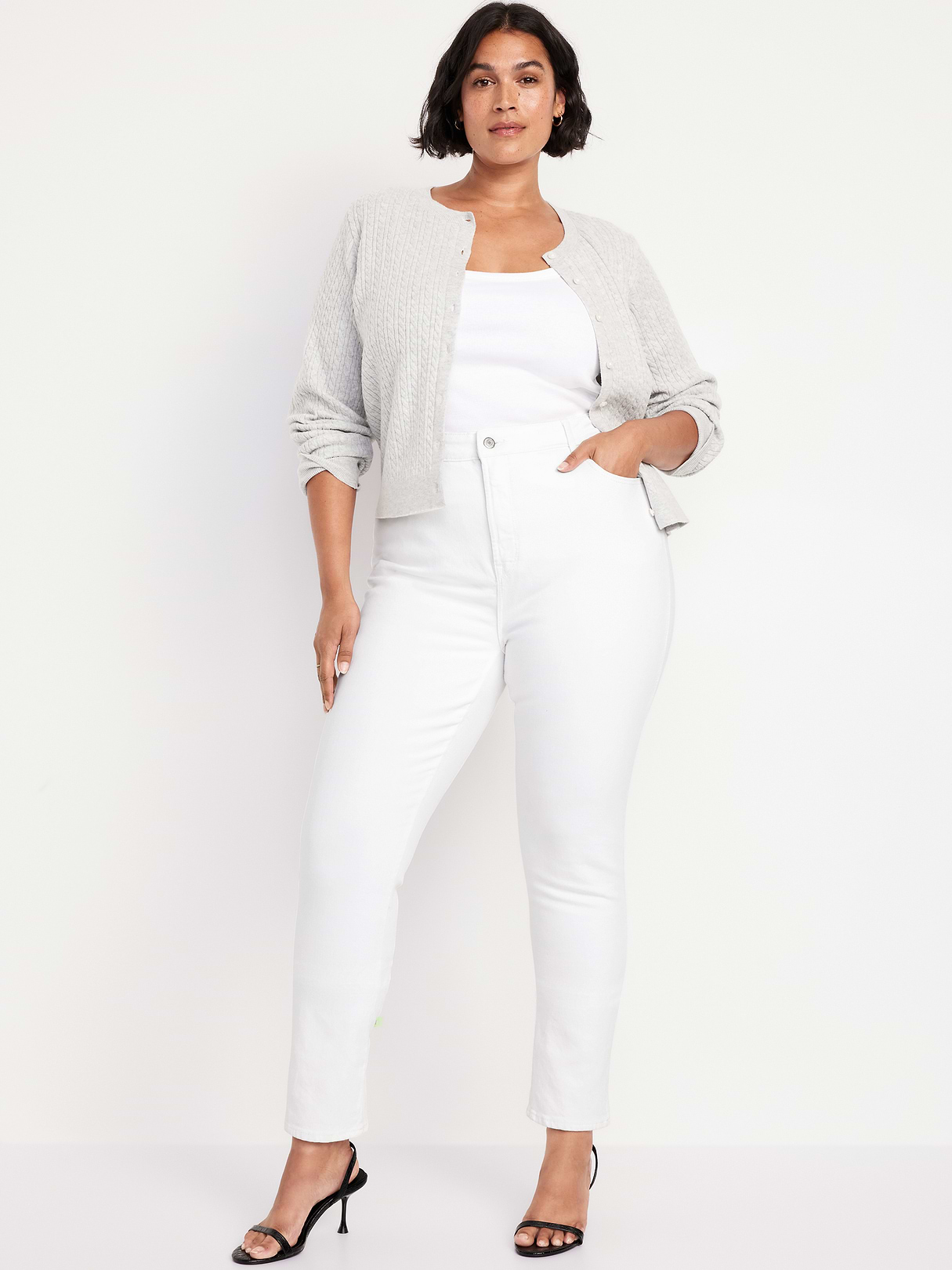 High-Waisted Vintage Slim Jeans - White Wash