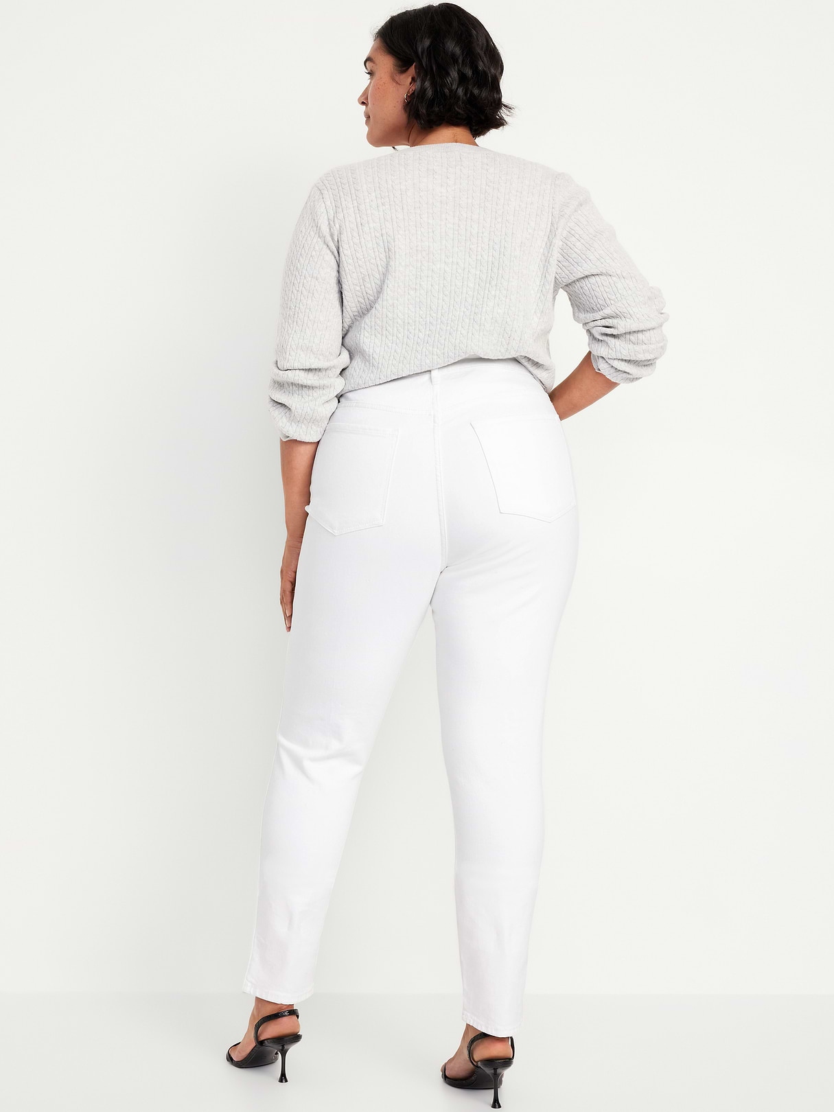 High-Waisted Vintage Slim Jeans - White Wash