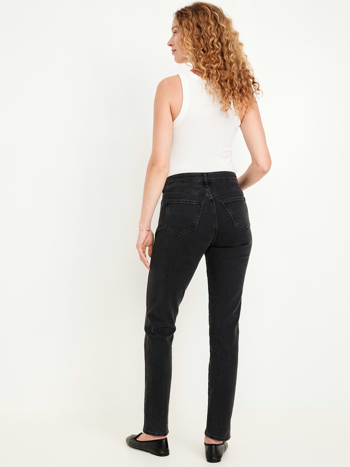 High-Waisted Vintage Slim Jeans - Washed Black