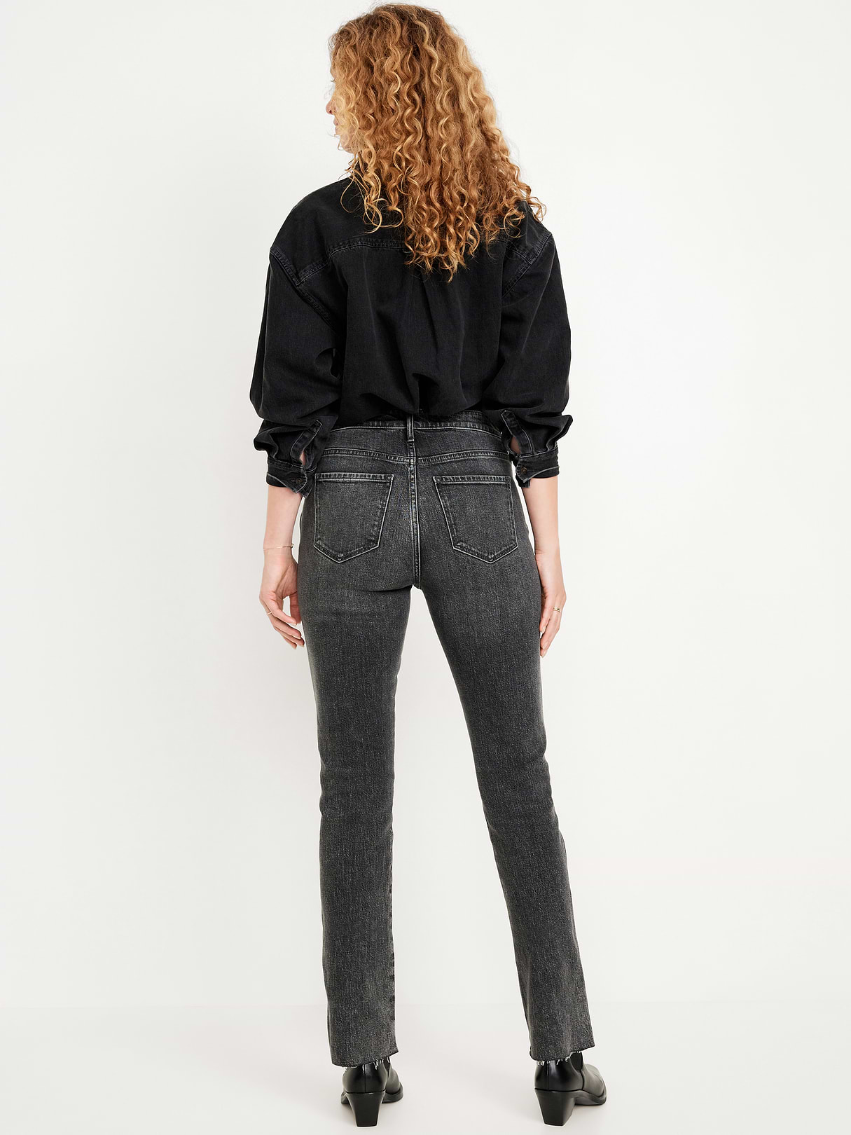 High-Waisted Vintage Slim Jeans - Faded Black Wash