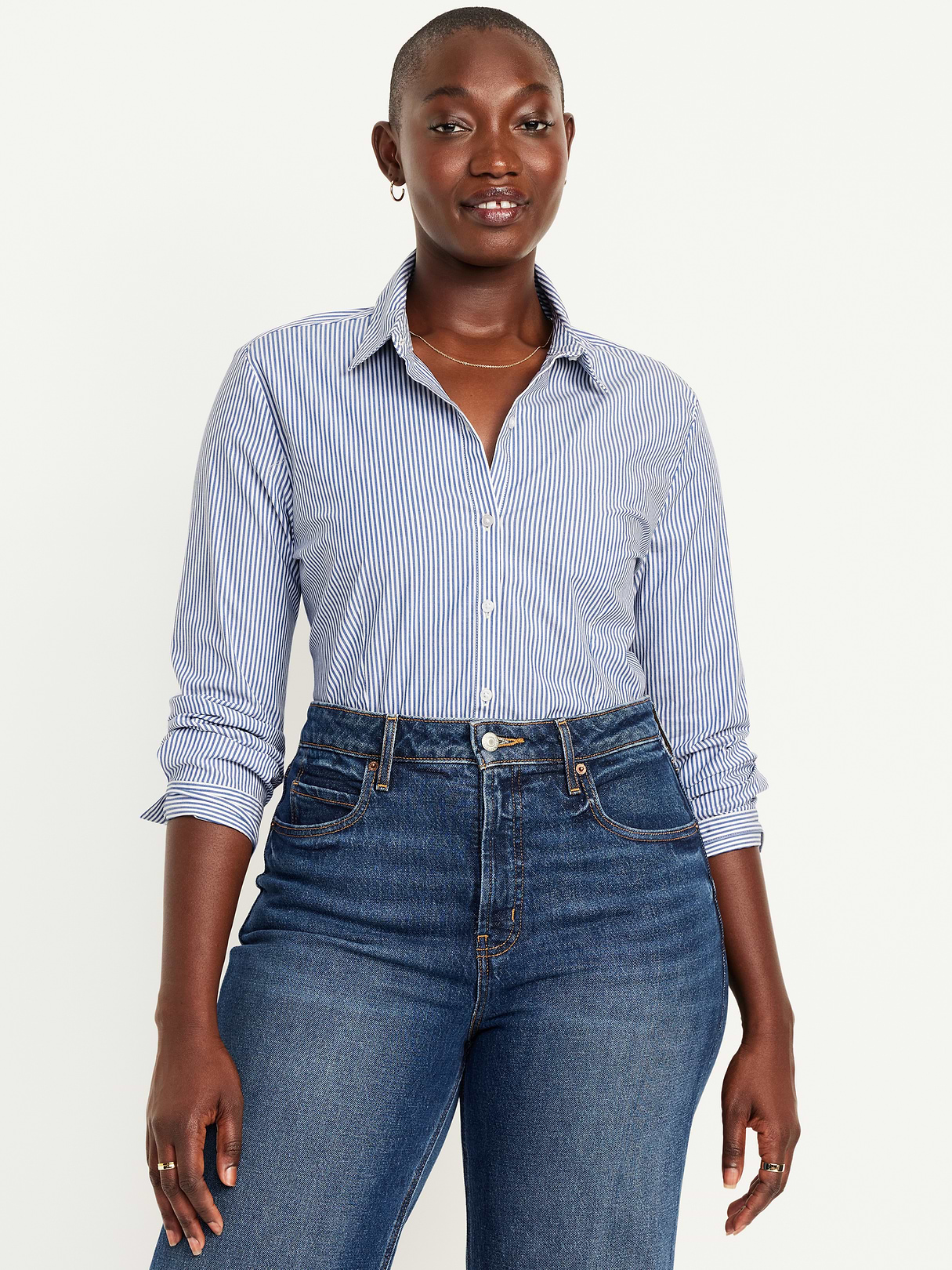 Slim Button-Down Shirt - Blue Stripe