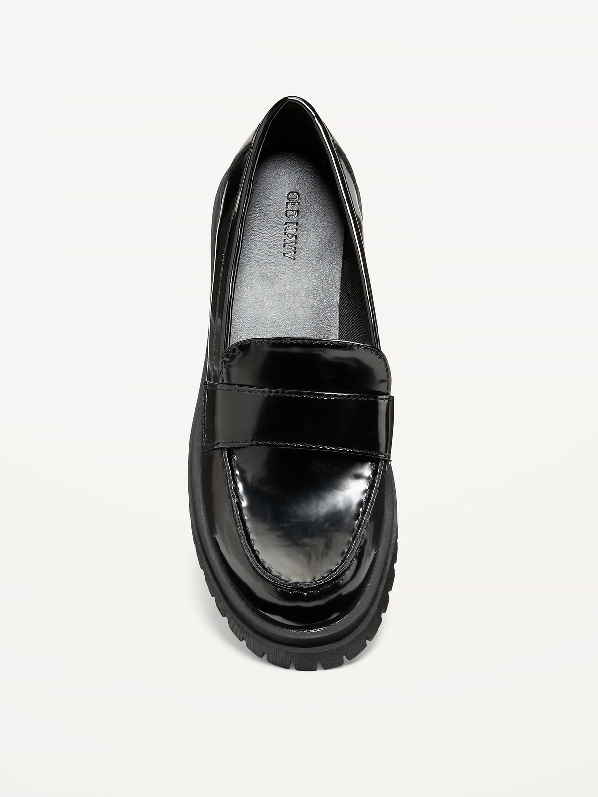 Faux-Leather Chunky Heel Loafers - BlackJack