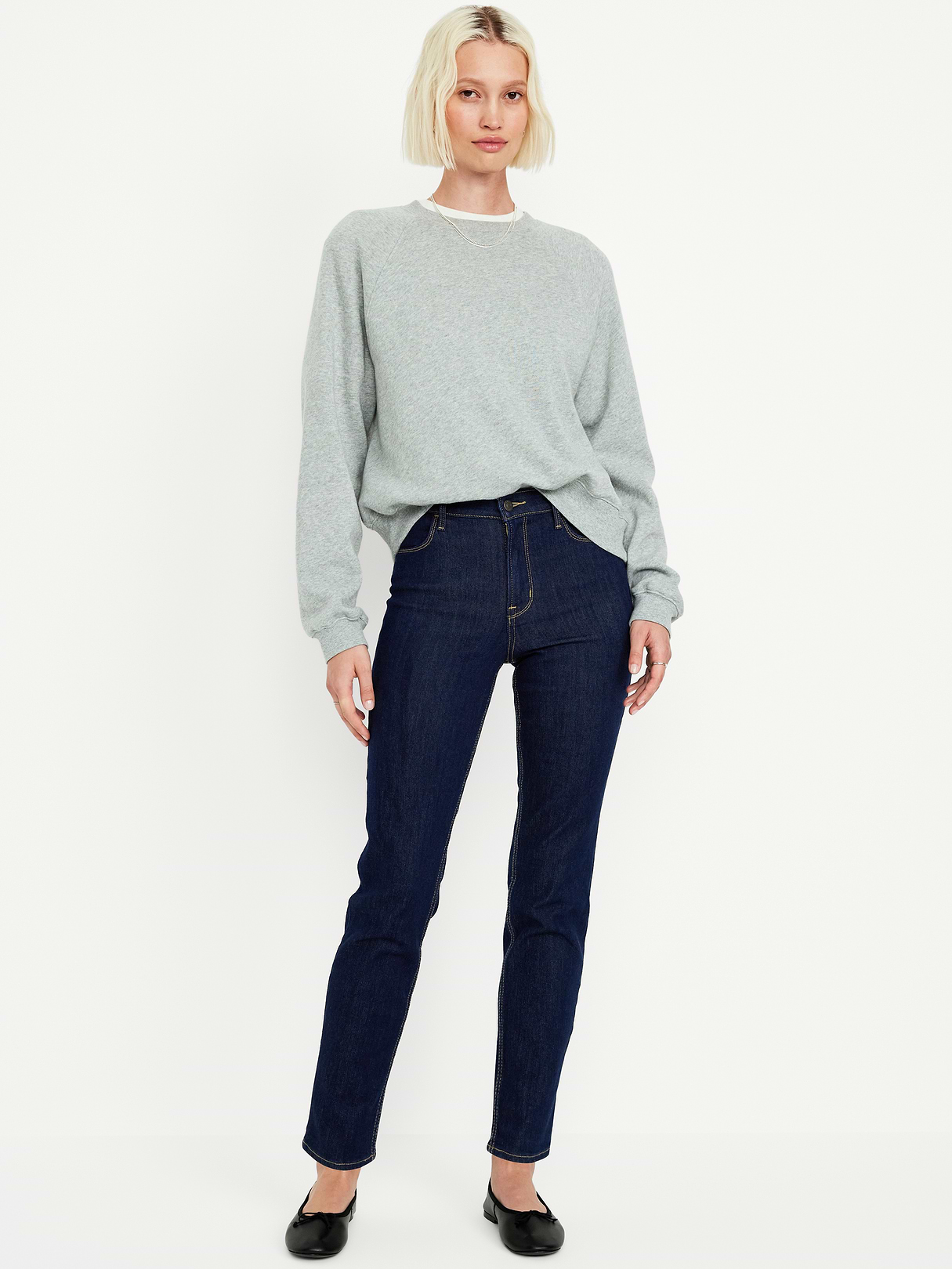 High-Waisted Wow Straight Ankle Jeans - Dark Wash