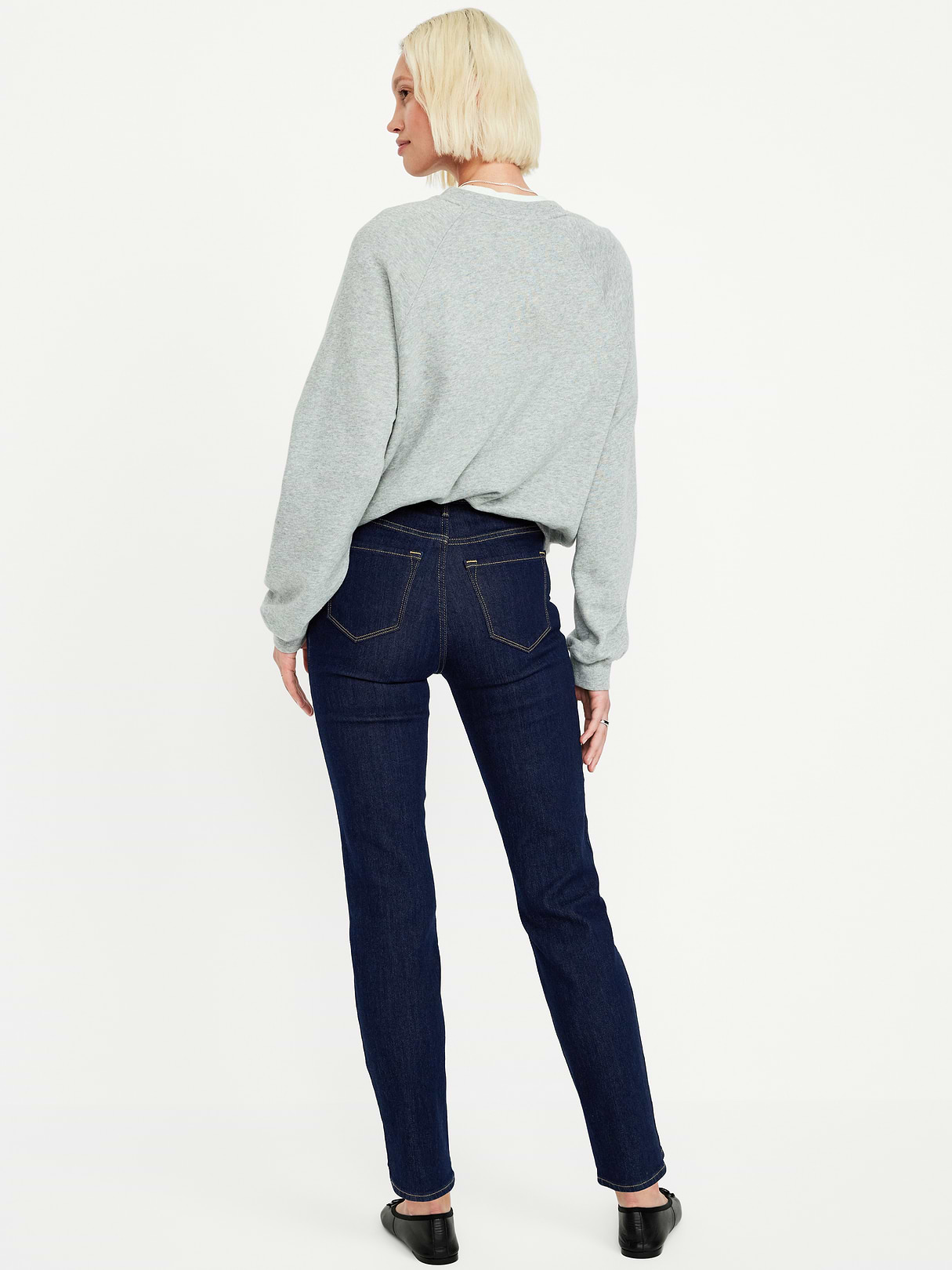 High-Waisted Wow Straight Ankle Jeans - Dark Wash