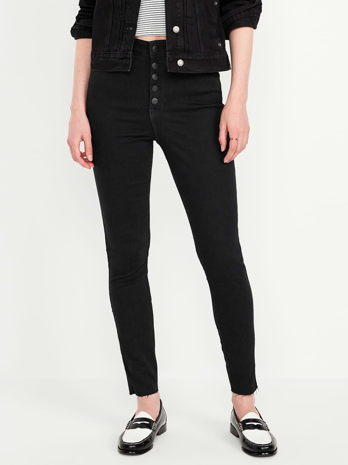 Extra High-Waisted Rockstar 360° Stretch Super-Skinny Jeans - Black Wash