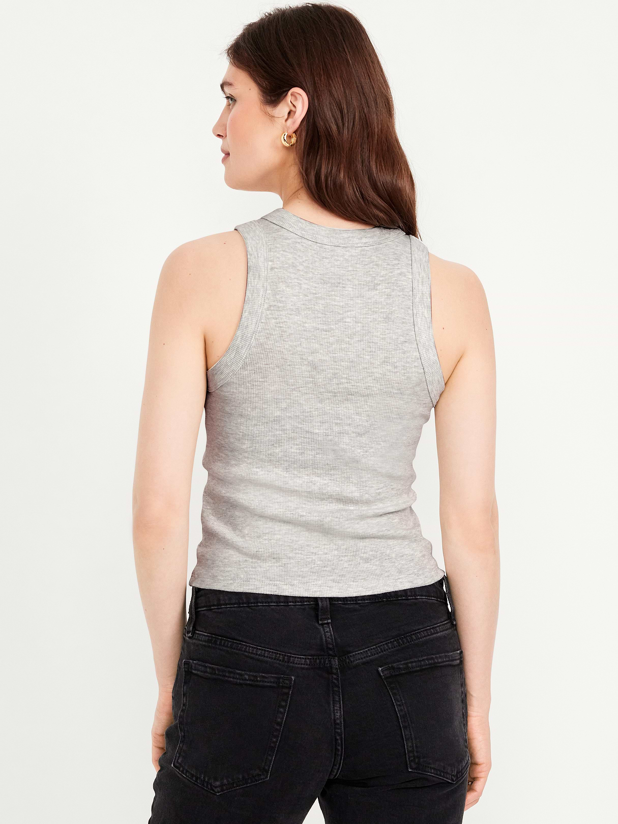 Crop Ribbed Tank Top - Light Gray Heather