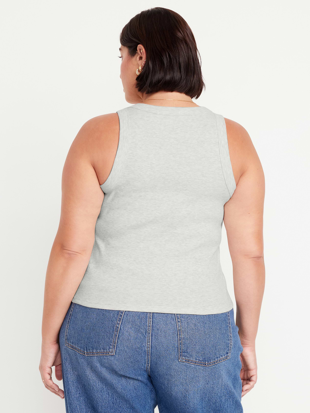 Crop Ribbed Tank Top - Light Gray Heather