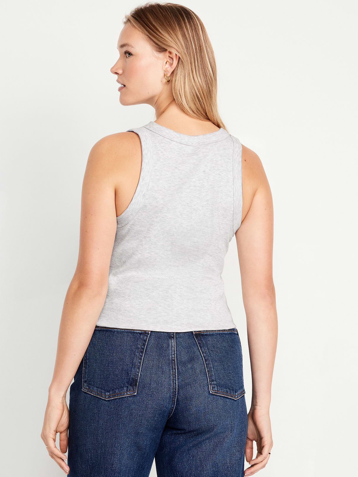 Crop Ribbed Tank Top - Light Gray Heather