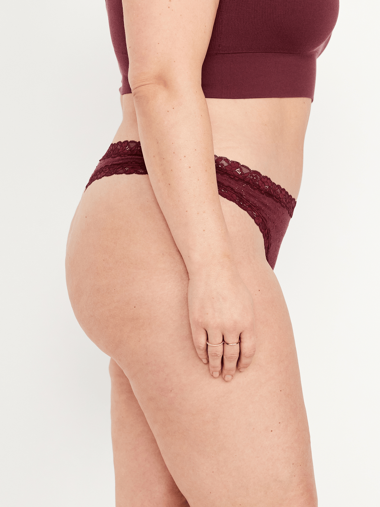 Lace Thong Underwear - Burgundy