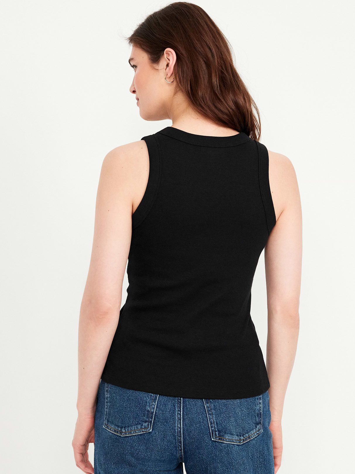Crop Ribbed Tank Top - Black Jack
