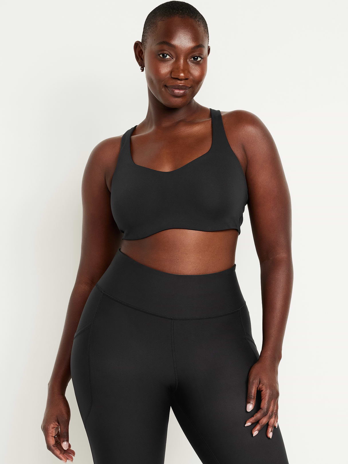 PowerSoft Molded Cup Strappy Sports Bra - Black Jack