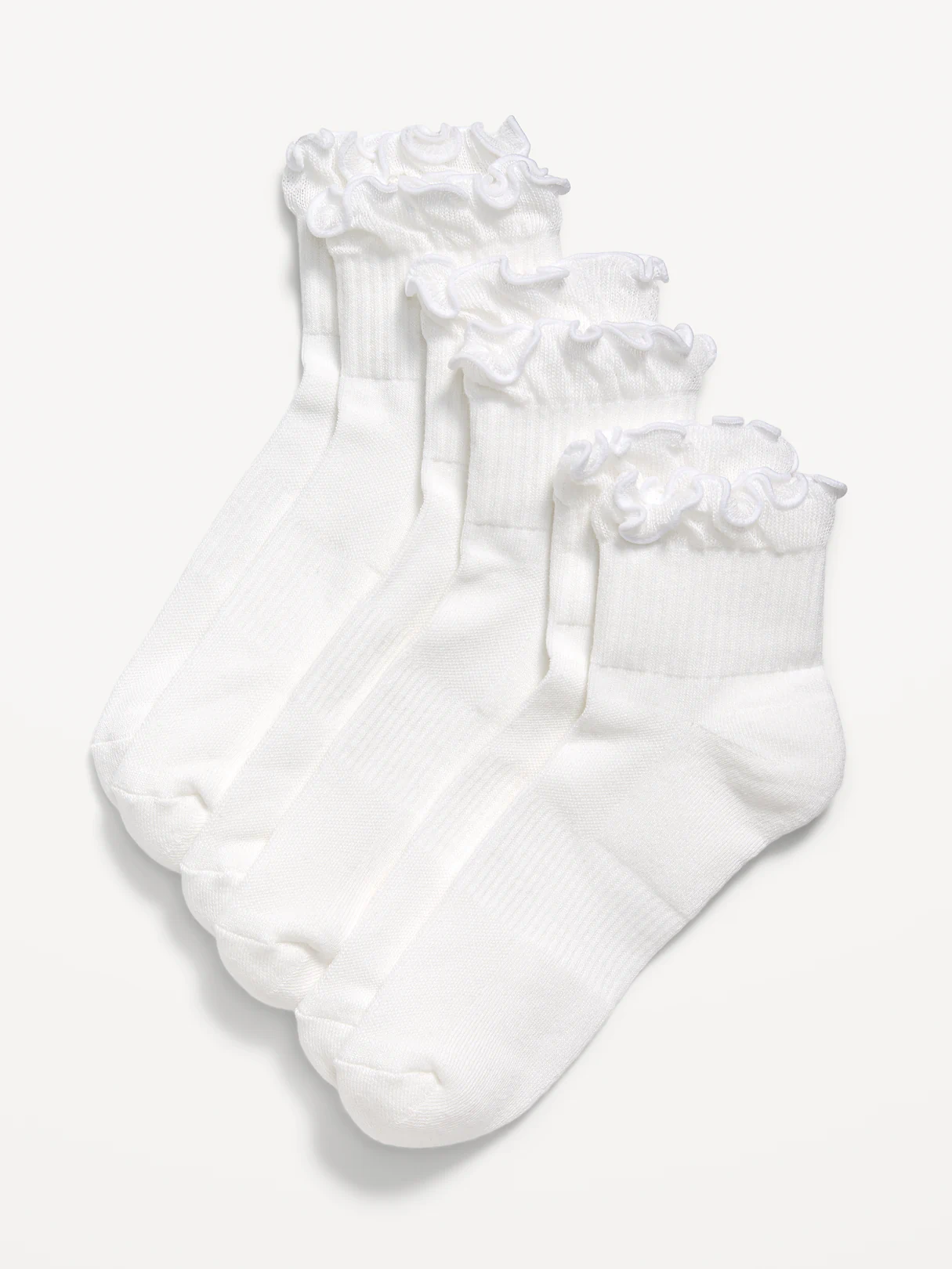 Ruffled Athletic Socks 3-Pack - White