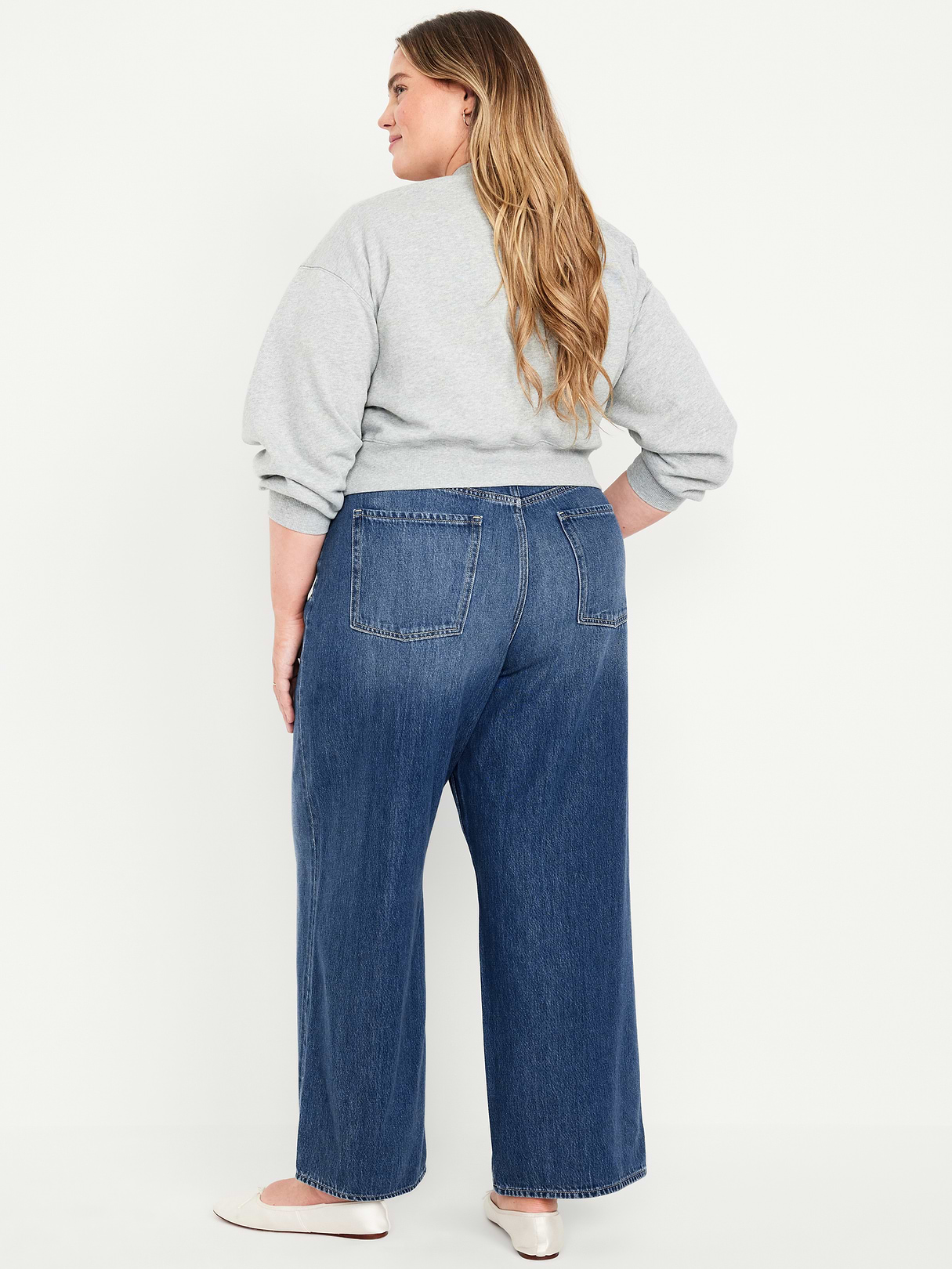 High-Waisted Baggy Wide-Leg Jeans - Medium Wash