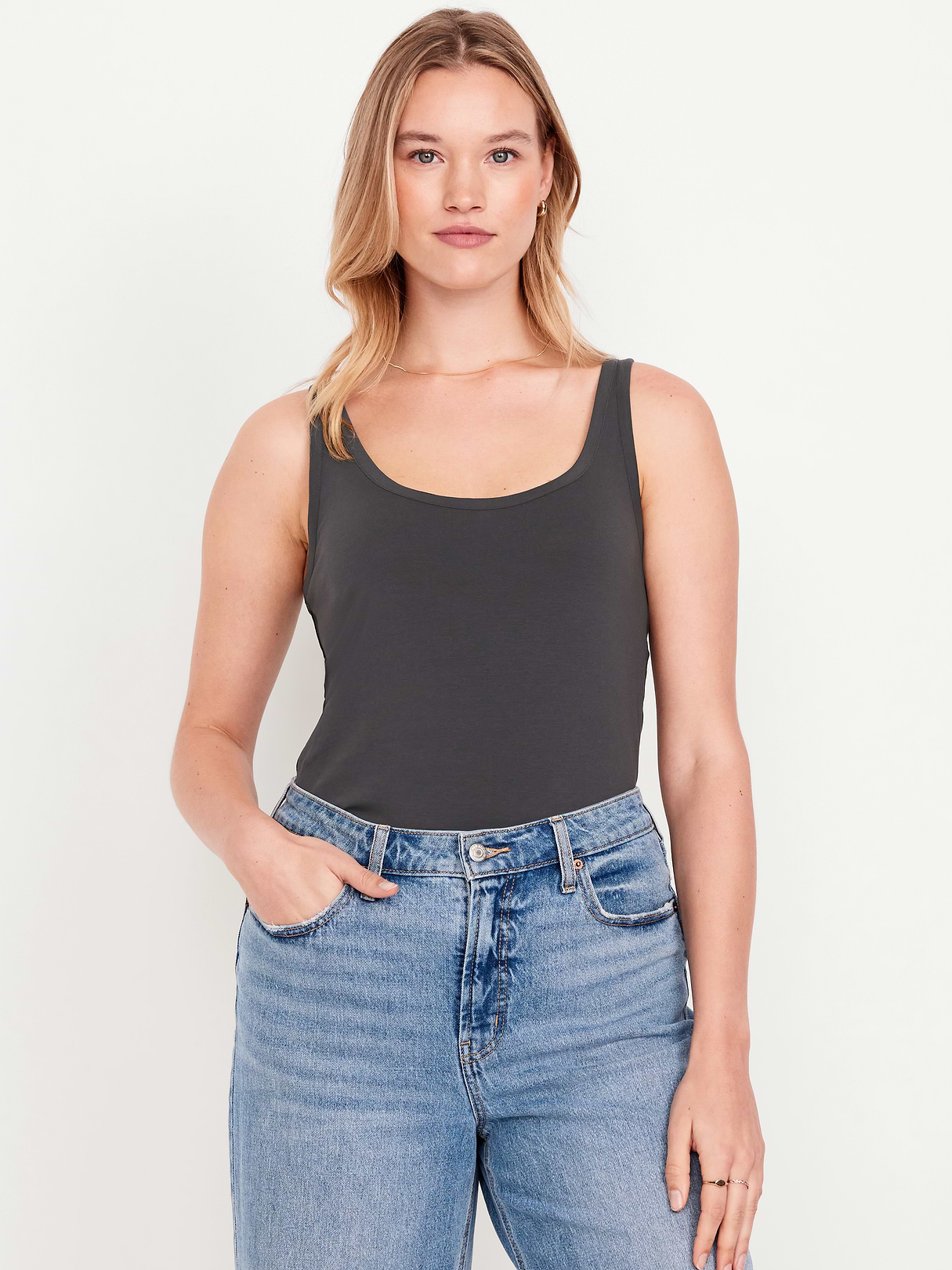 First-Layer Scoop-Neck Tank Top - Panther