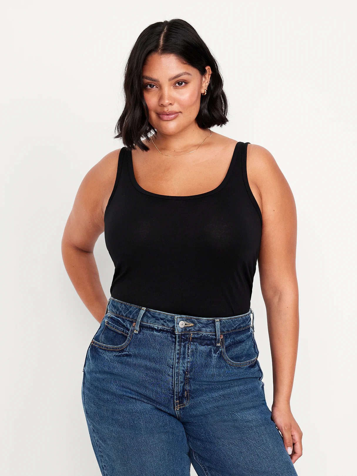 First-Layer Scoop-Neck Tank Top - Black Jack