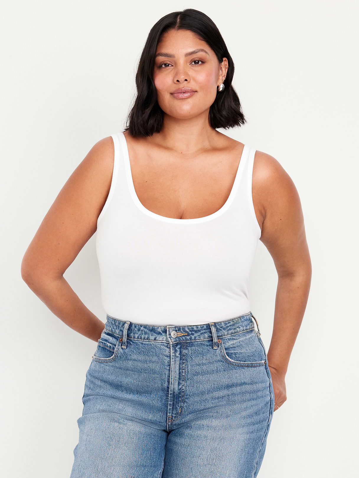 First-Layer Scoop-Neck Tank Top - Calla Lily White