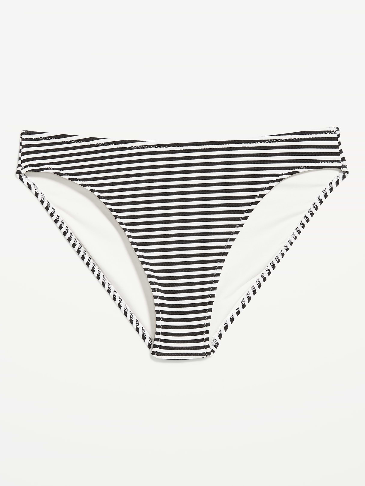 Mid-Rise Bikini Swim Bottoms - Black White Stripe