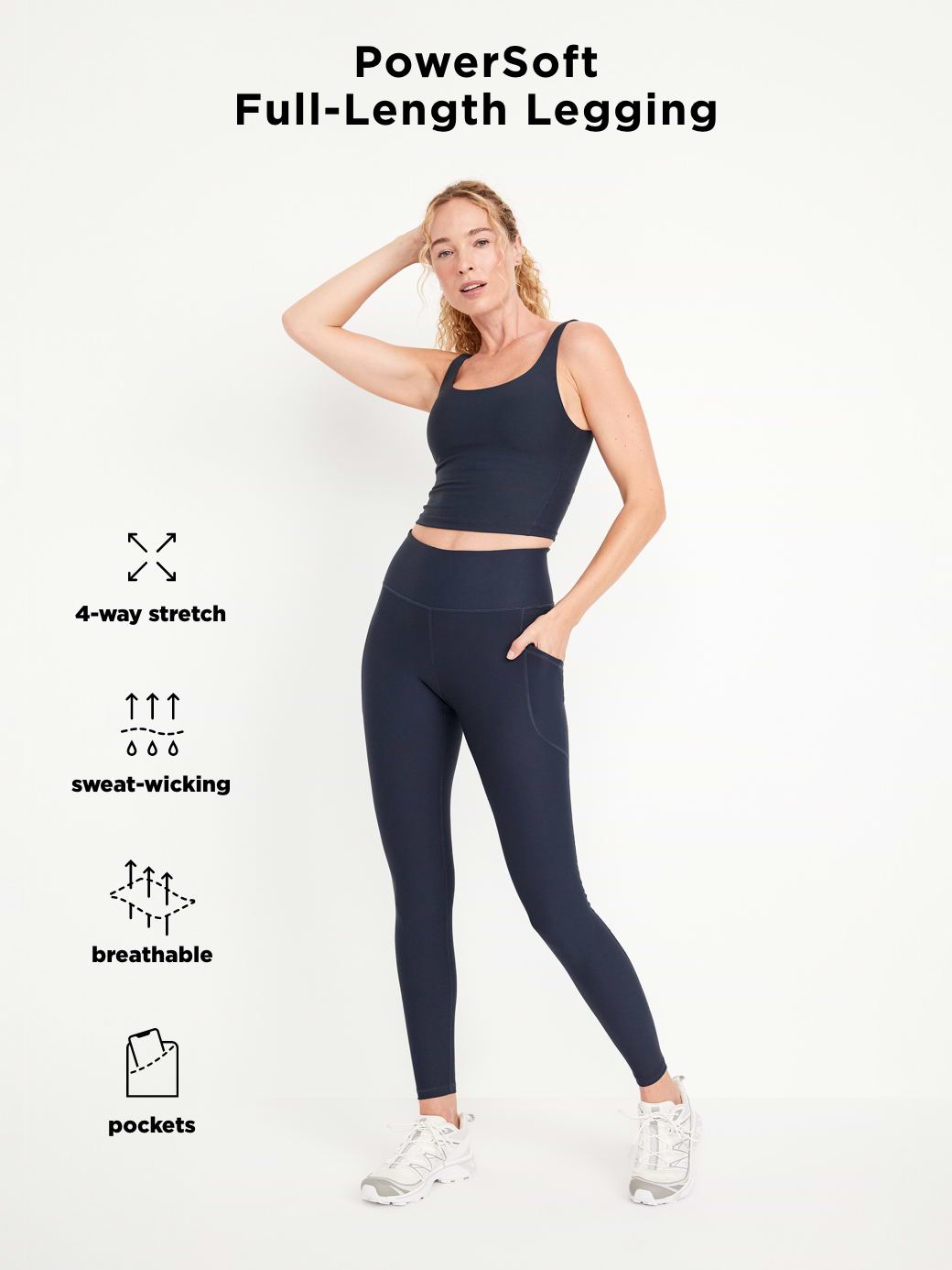 High-Waisted PowerSoft Full-Length Pocket Leggings - Dusk Navy (751138082)