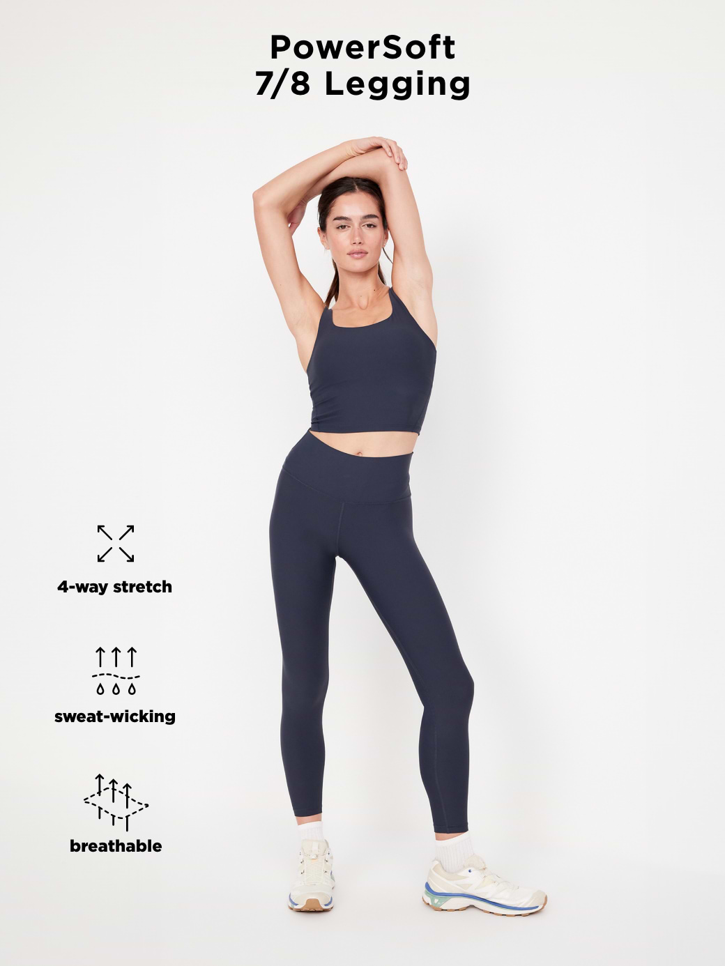 High-Waisted PowerSoft 7/8 Leggings - Black Jack