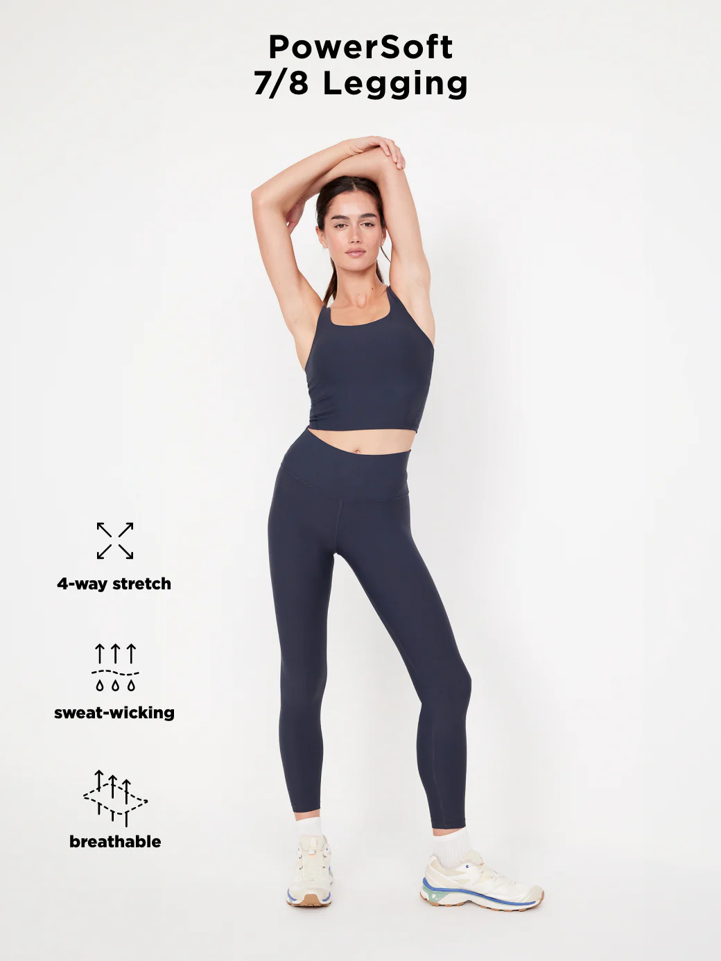 High-Waisted PowerSoft 7/8 Leggings - Dusk Navy
