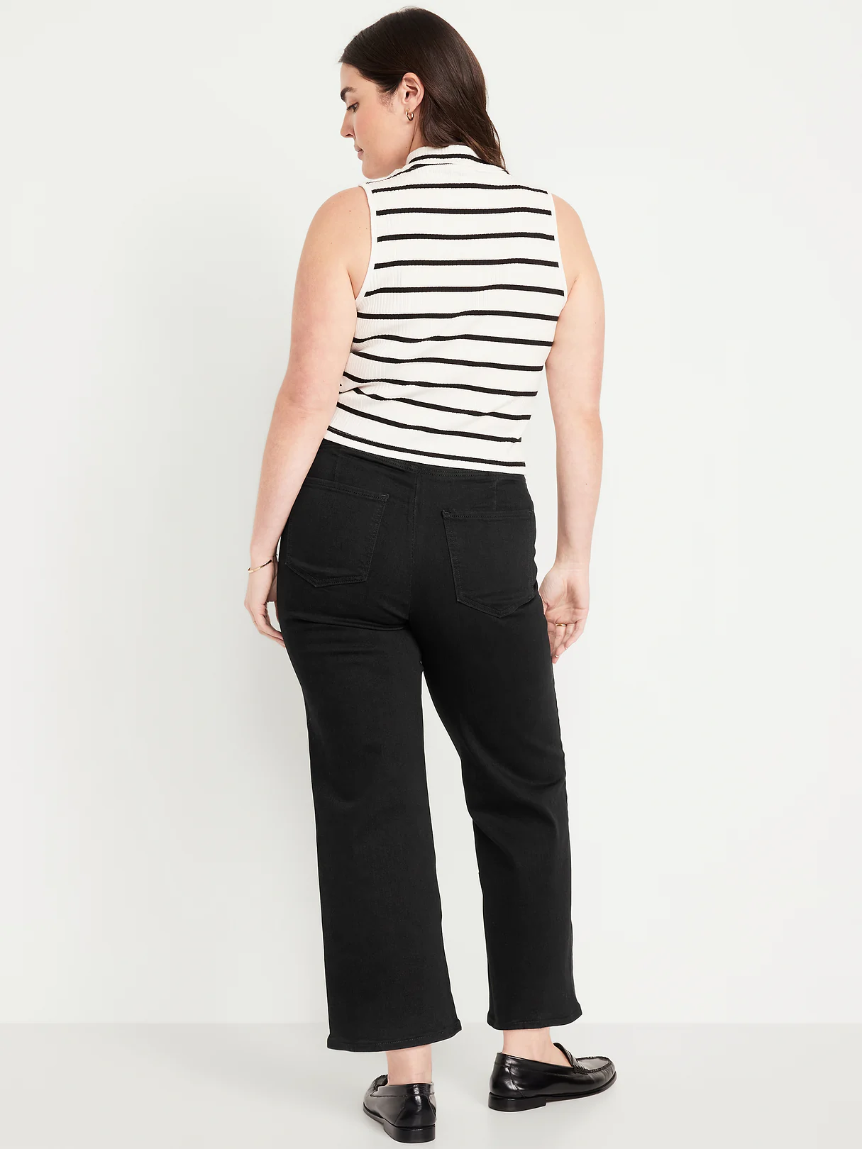 High-Waisted Weekender Pull-On Crop Wide-Leg Jeans - Black