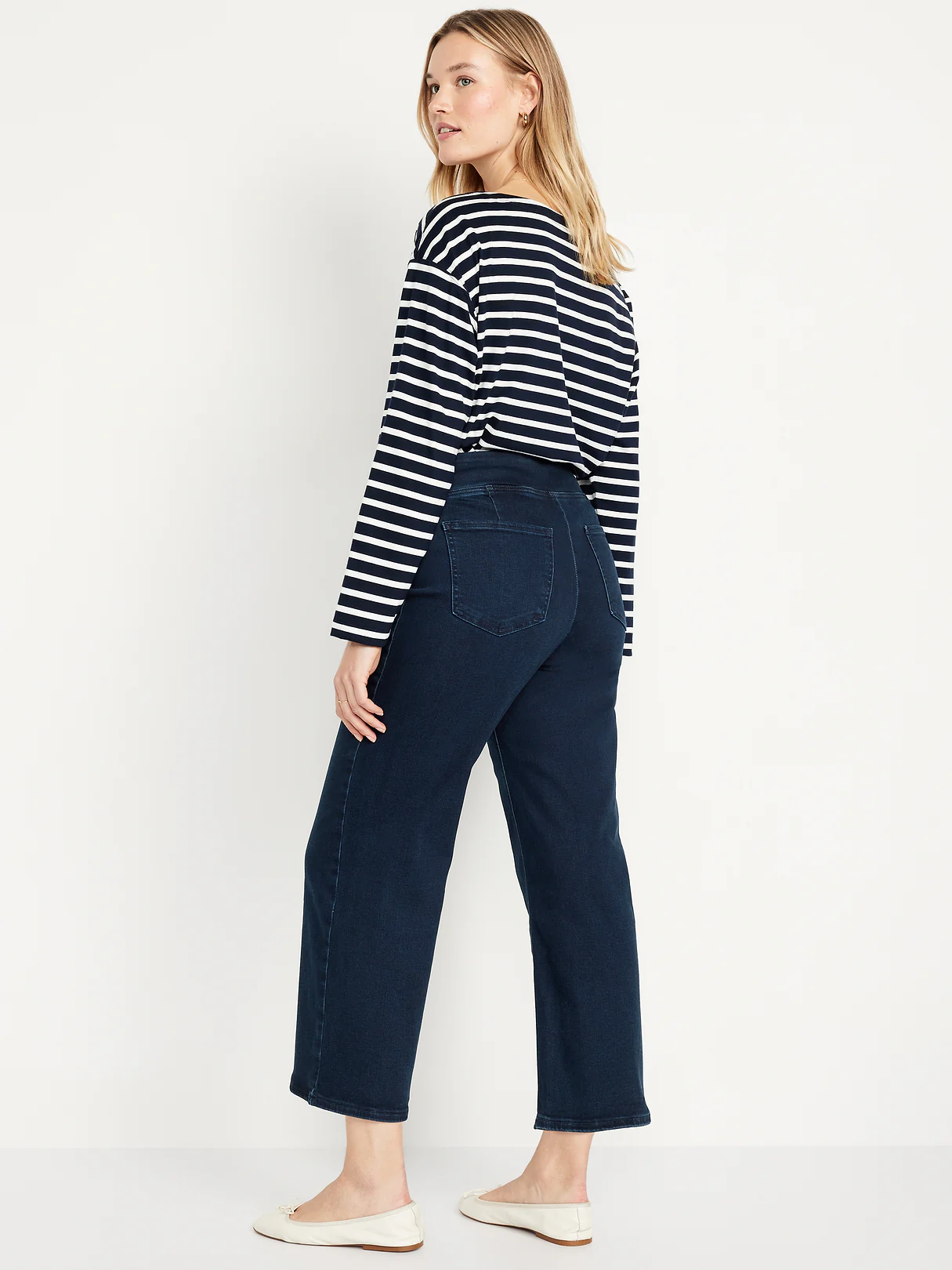 High-Waisted Weekender Pull-On Crop Wide-Leg Jeans - Isabella Turquoise