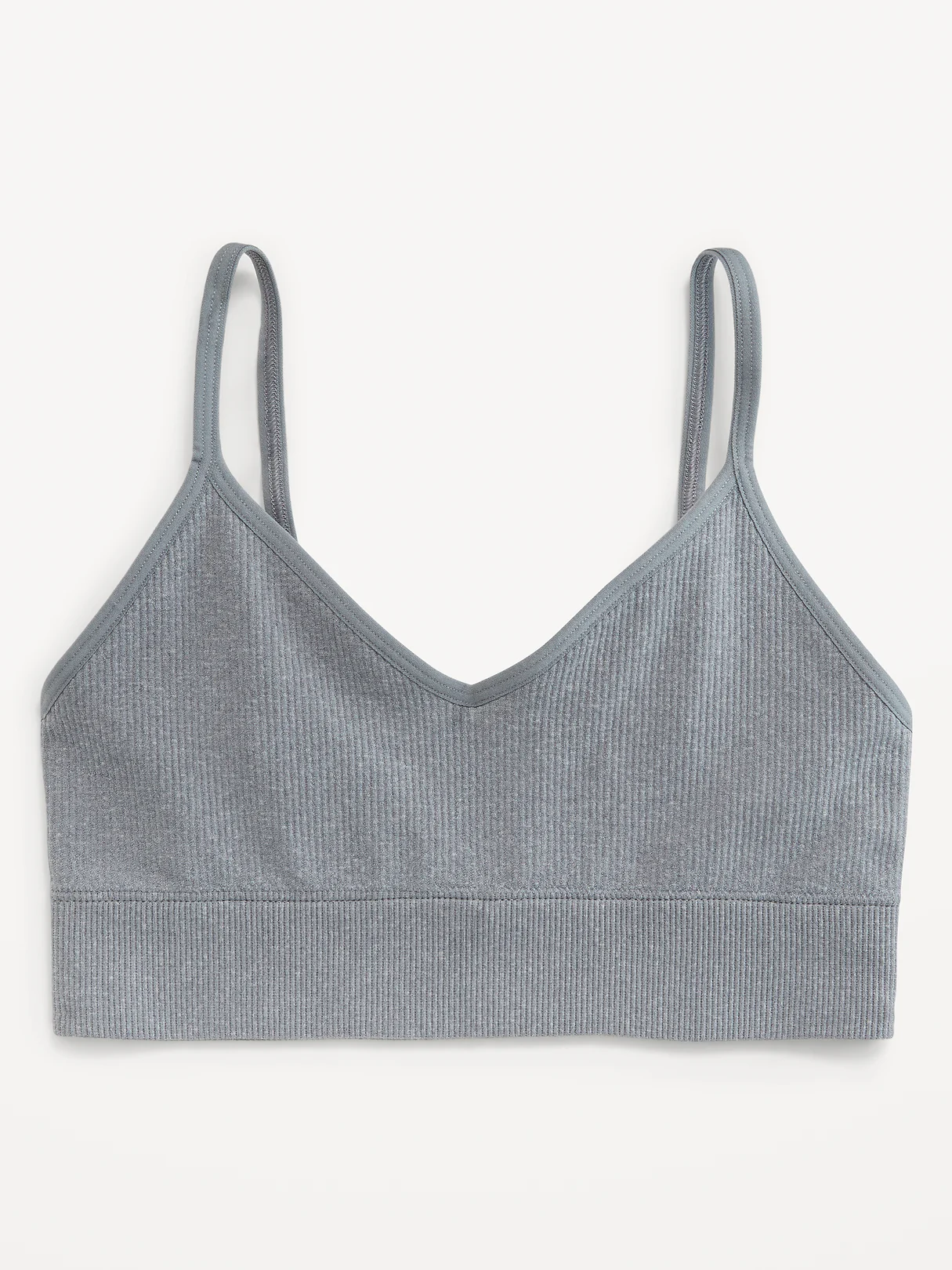 Seamless Ribbed Longline Bra - Medium Heather Gray