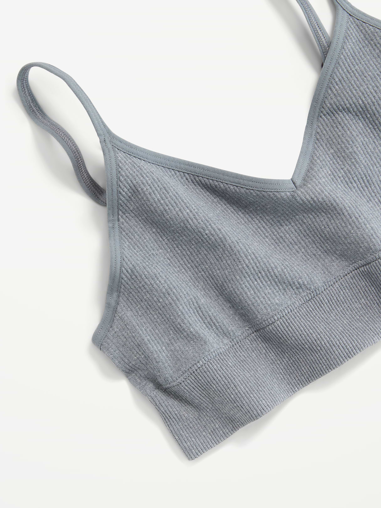 Seamless Ribbed Longline Bra - Medium Heather Gray