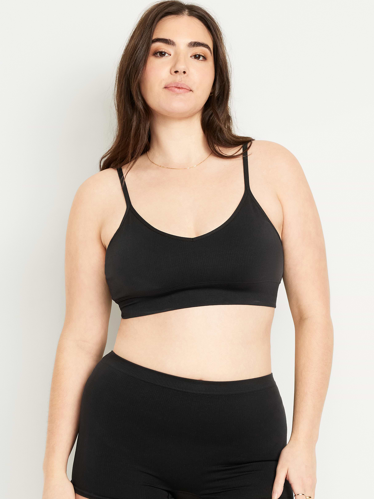 Seamless Ribbed Longline Bra - Black Jack (687030002)