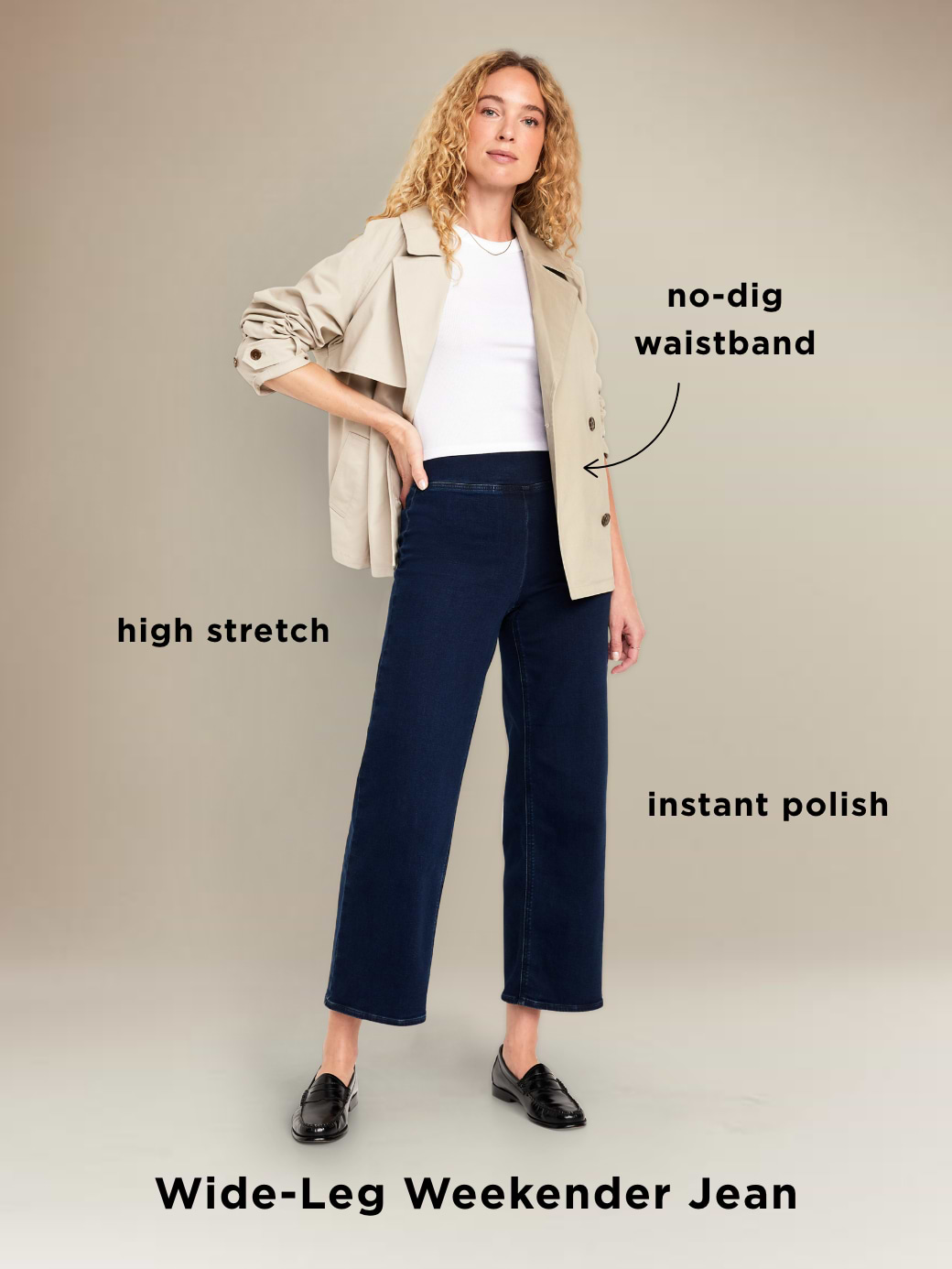 High-Waisted Weekender Pull-On Crop Wide-Leg Jeans - Black